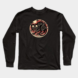 Black yokai cat monster Long Sleeve T-Shirt